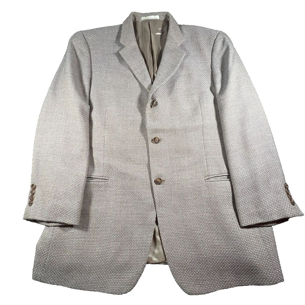 Men's Joseph Abboud Vintage Wool Sport Coat Blazer Brown Birdseye 44R USA